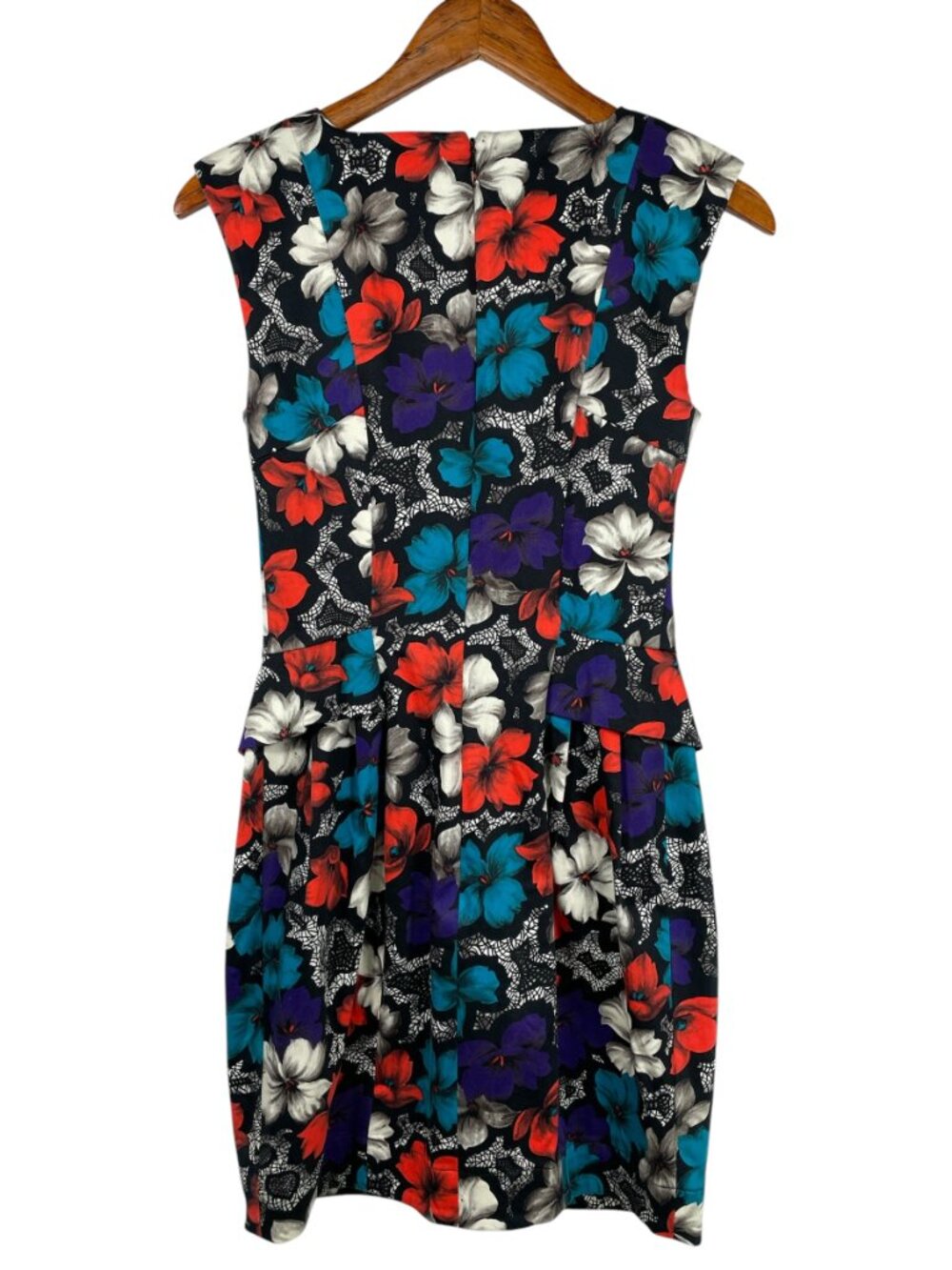 French Connection Cotton Floral Peplum Sheath Dress Size 2 - Picture 3 of 11